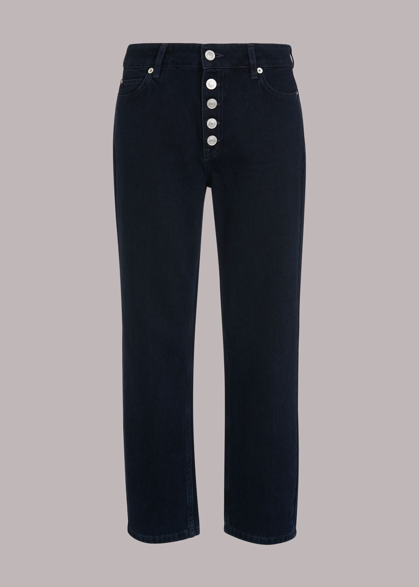 Dark Denim Straight Leg Button Up Jeans | Whistles