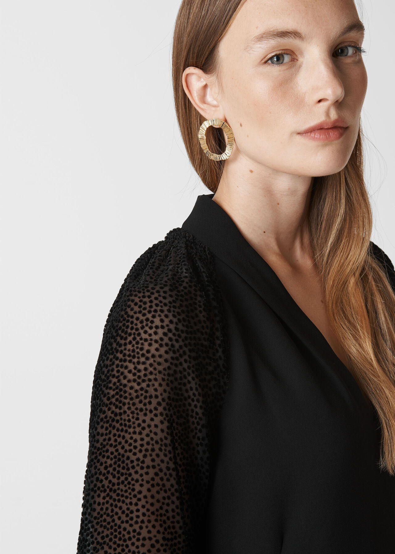 Black Lina Dobby Sleeve Dress | WHISTLES
