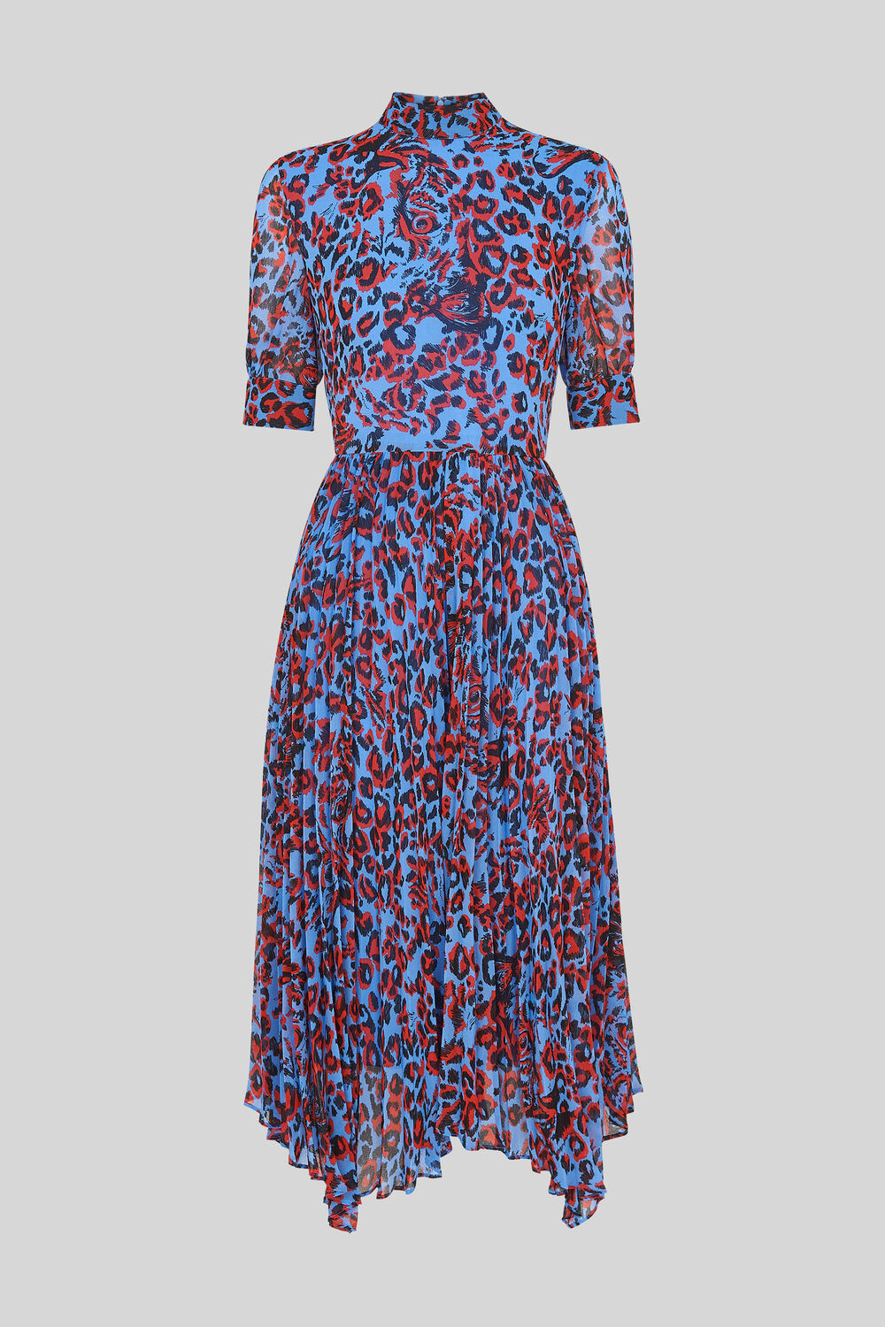 Jungle Cat Pleated Dress Blue/Multi