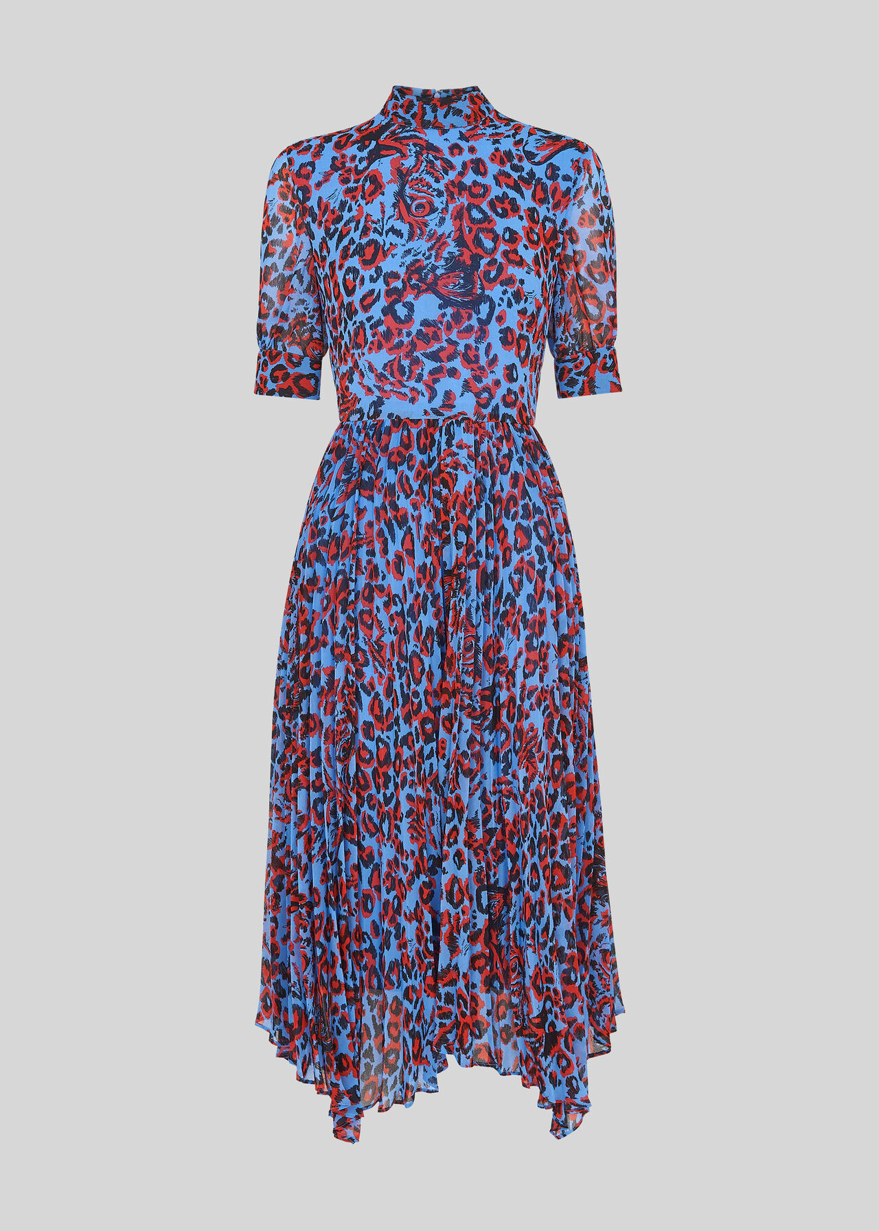 Jungle Cat Pleated Dress Blue/Multi