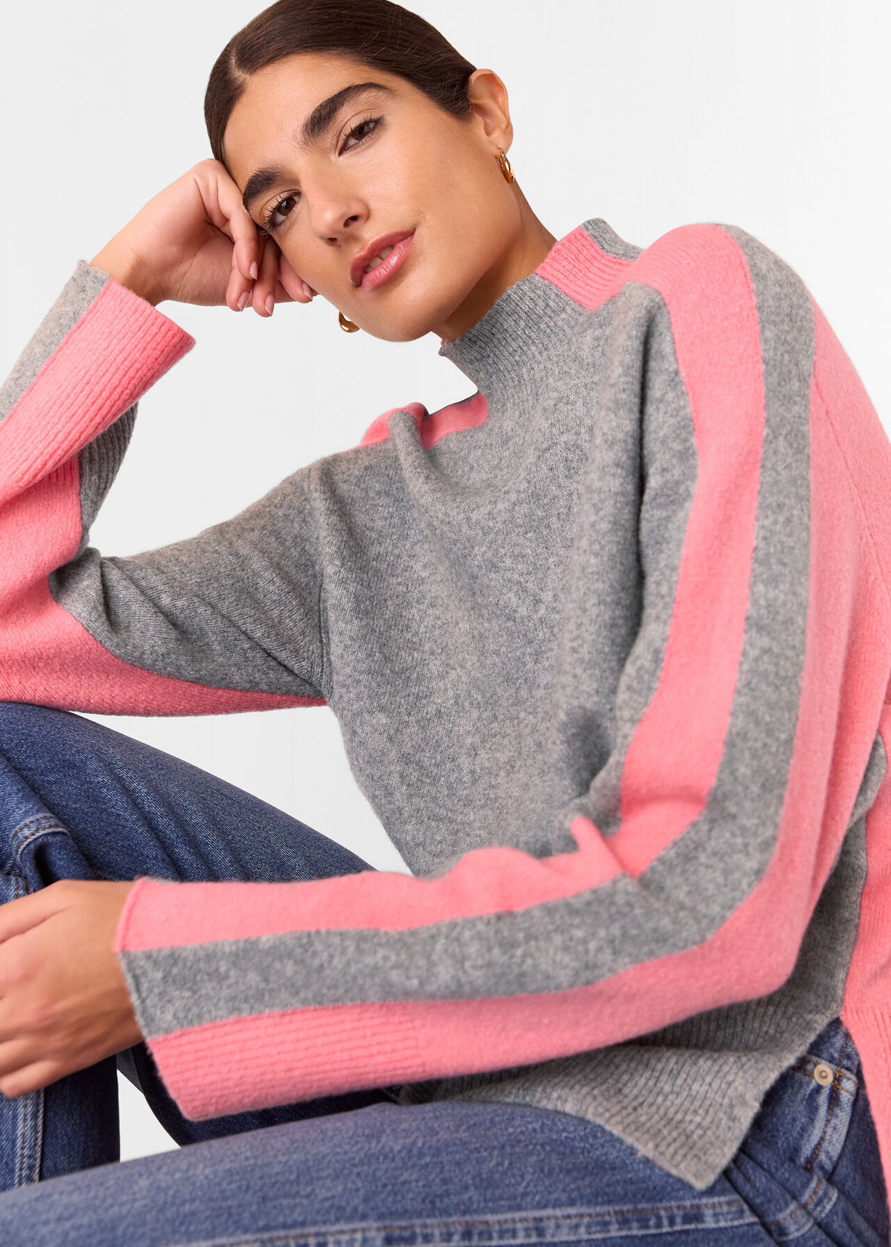 Colour Block Wool Mix Knit