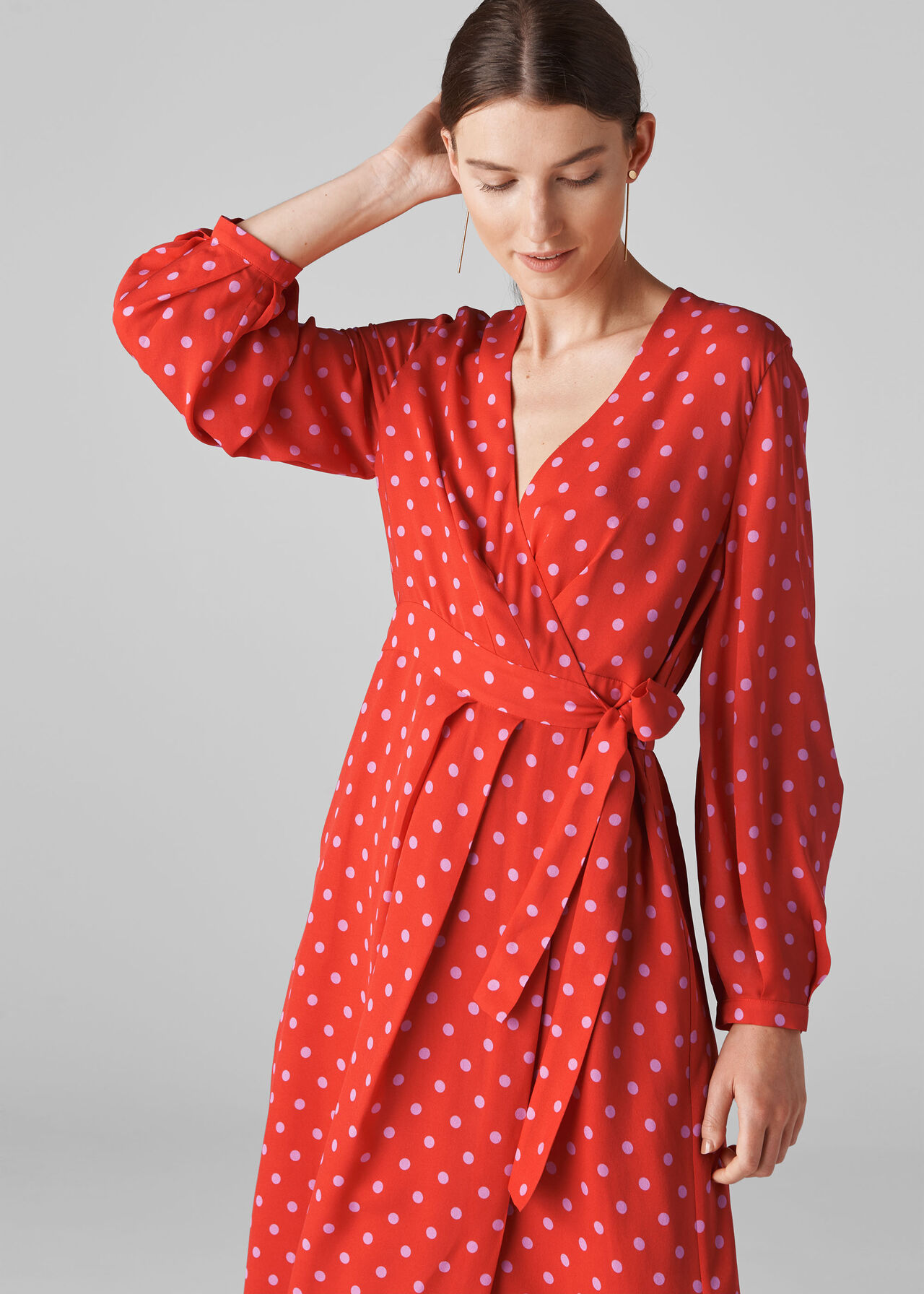 Maria Spot Silk Wrap Dress