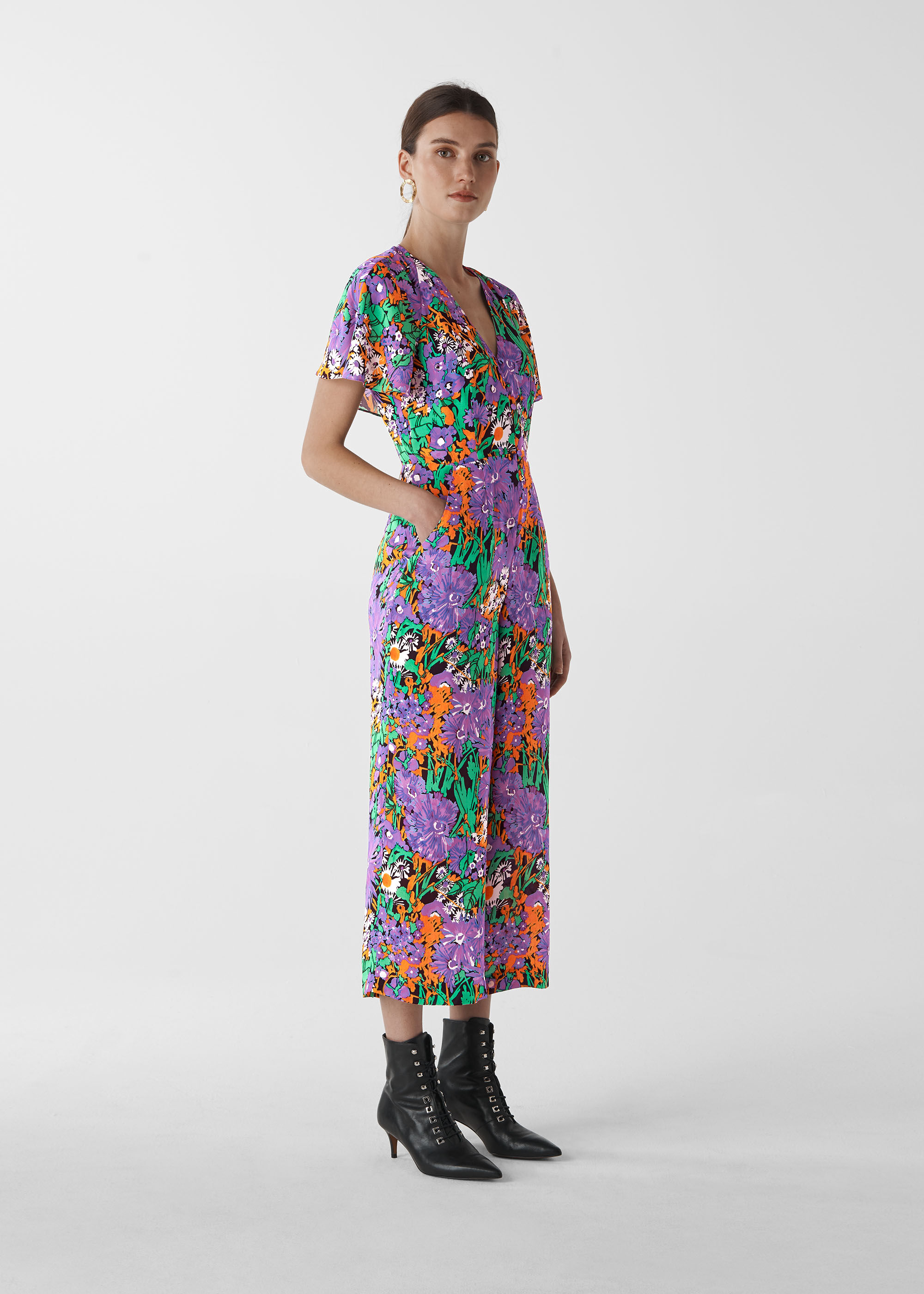 Floral print jumpsuit dress top zara