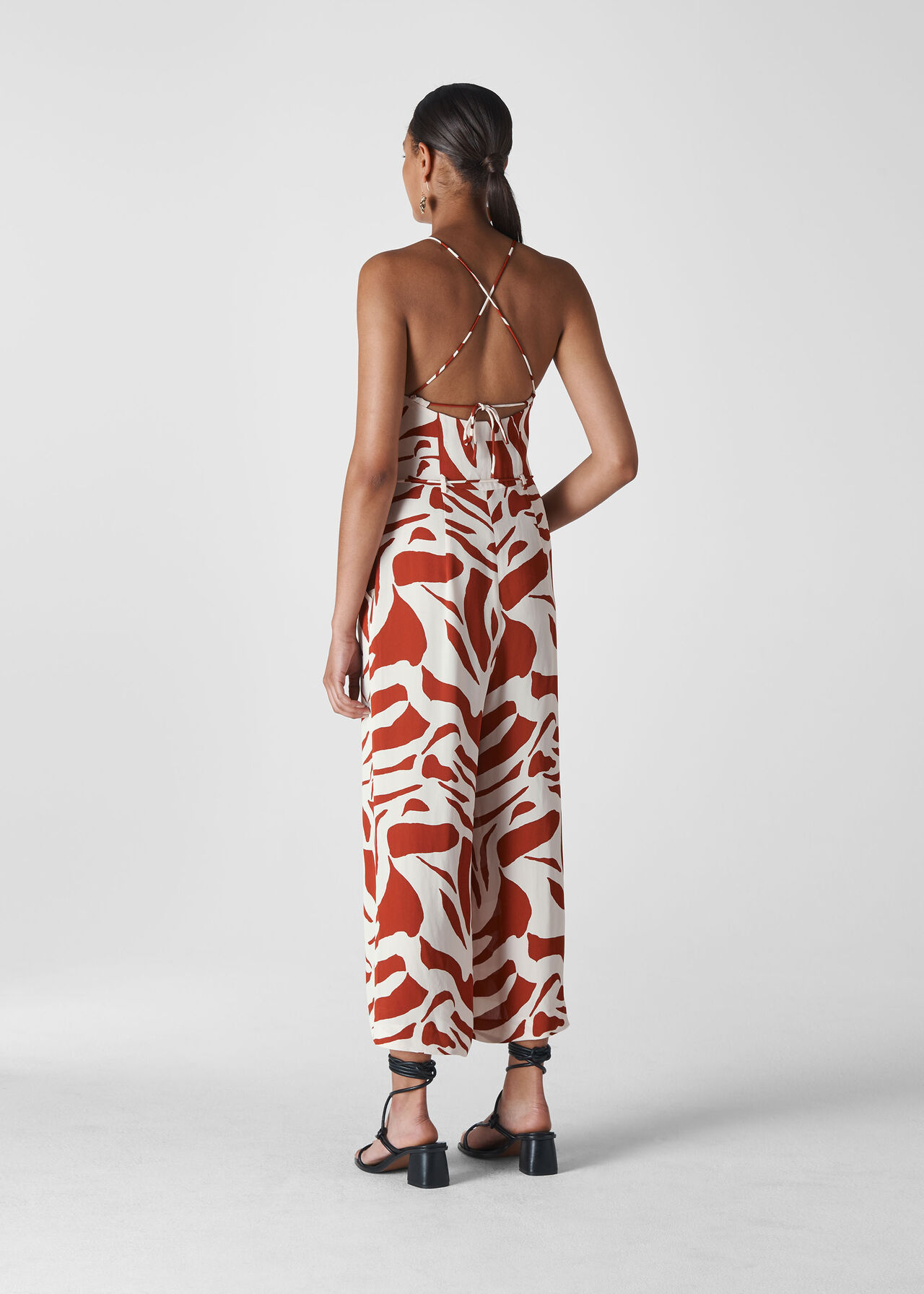 Graphic Zebra Strappy Jumpsuit Multicolour