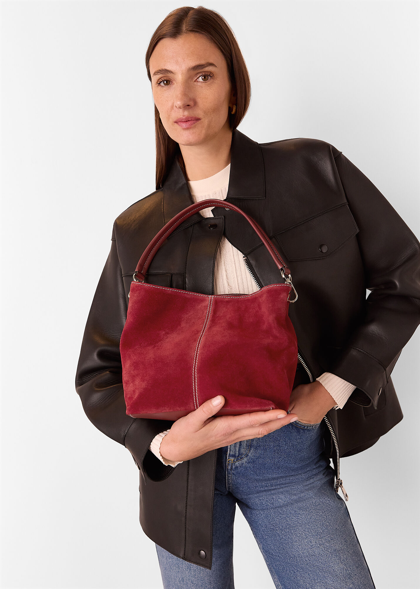 Red Raya Suede Small Bag | Whistles US |