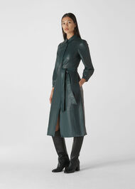 Phoebe Leather Shirt Dress Green