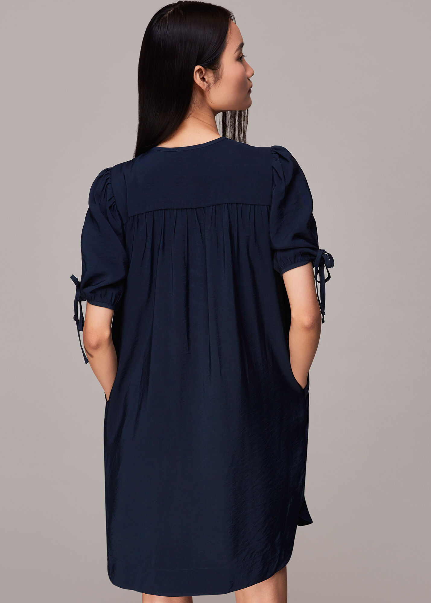 Navy Frankie Button Through Dress WHISTLES