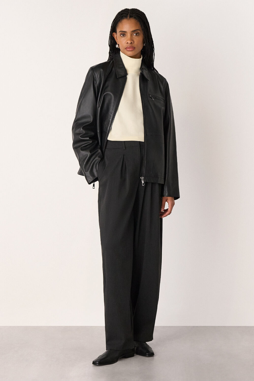 Ivory Long Sleeve Funnel Neck Jersey