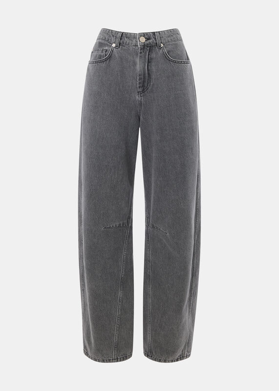 Grey Horseshoe Barrel Leg Jean