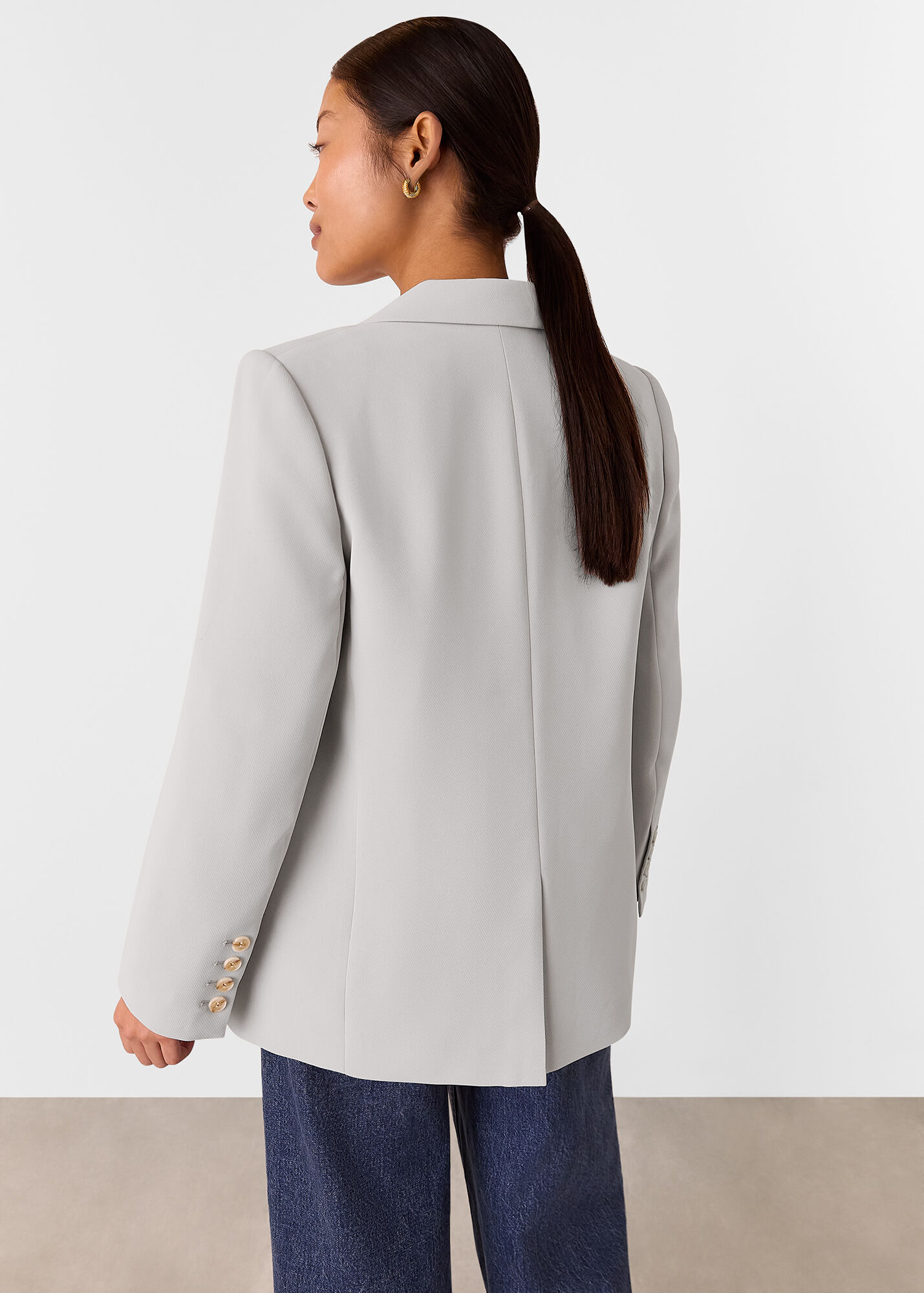 Neutral Crepe Boyfriend Blazer WHISTLES