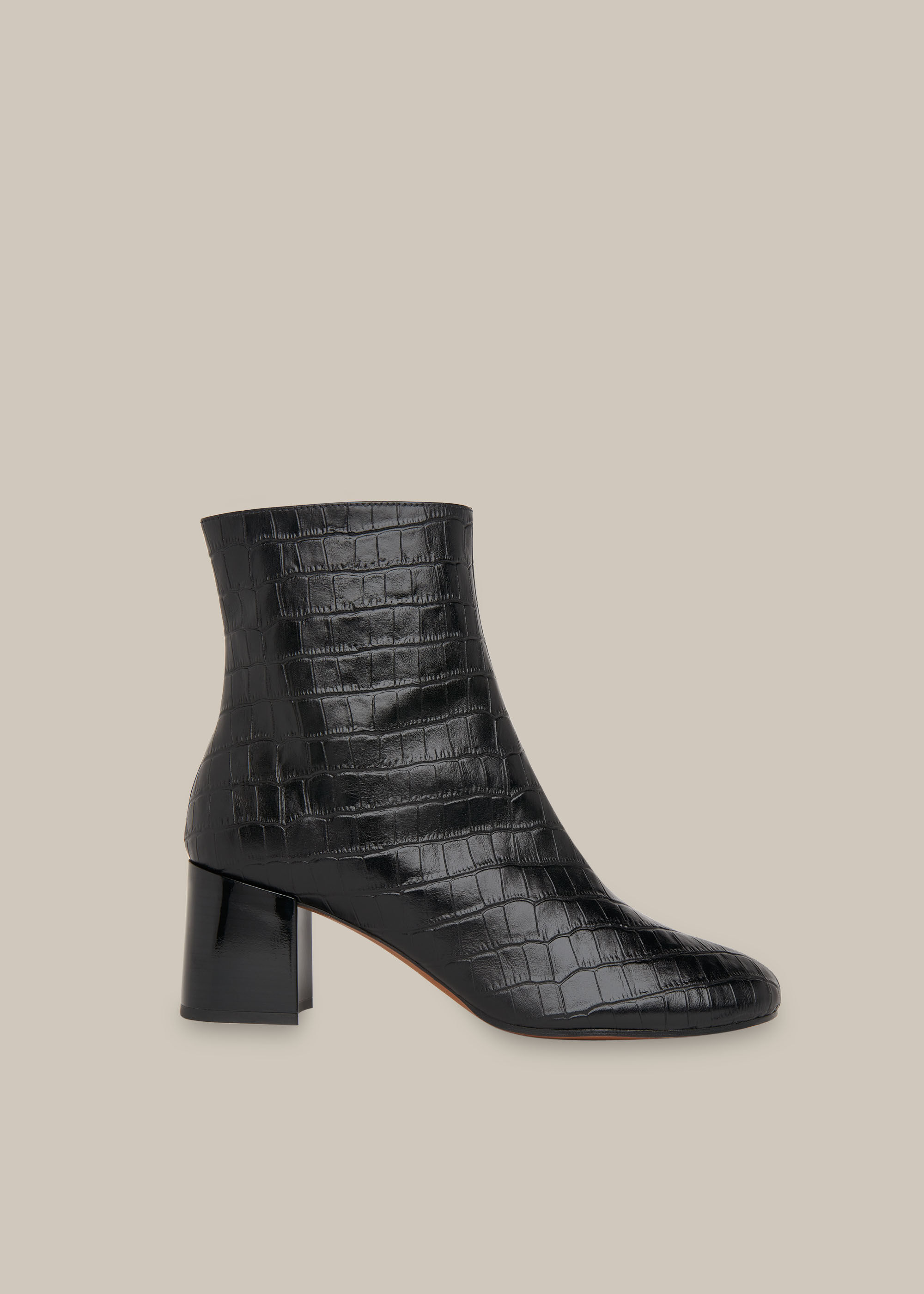 croc block heel boots