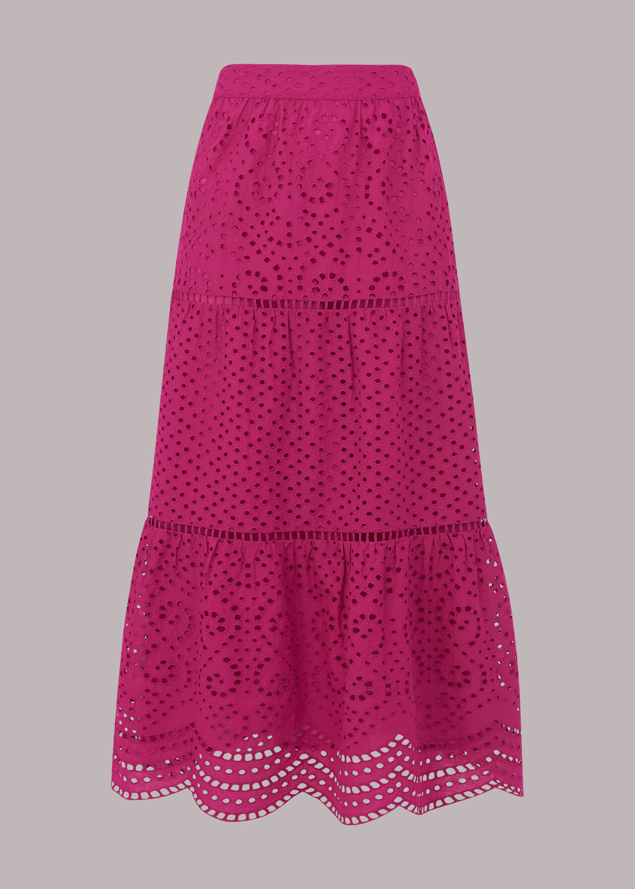 Broderie Midi Skirt Pink