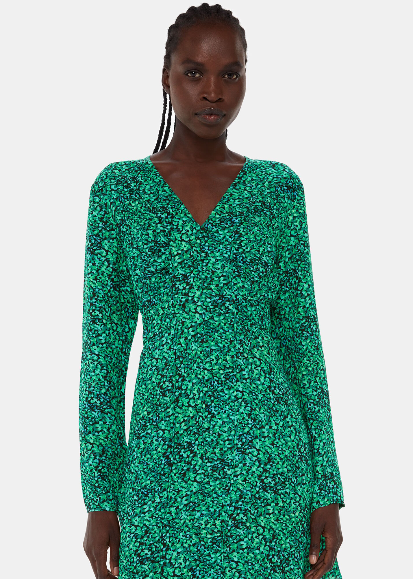 Green/Multi Dappled Floral Lori Dress | WHISTLES
