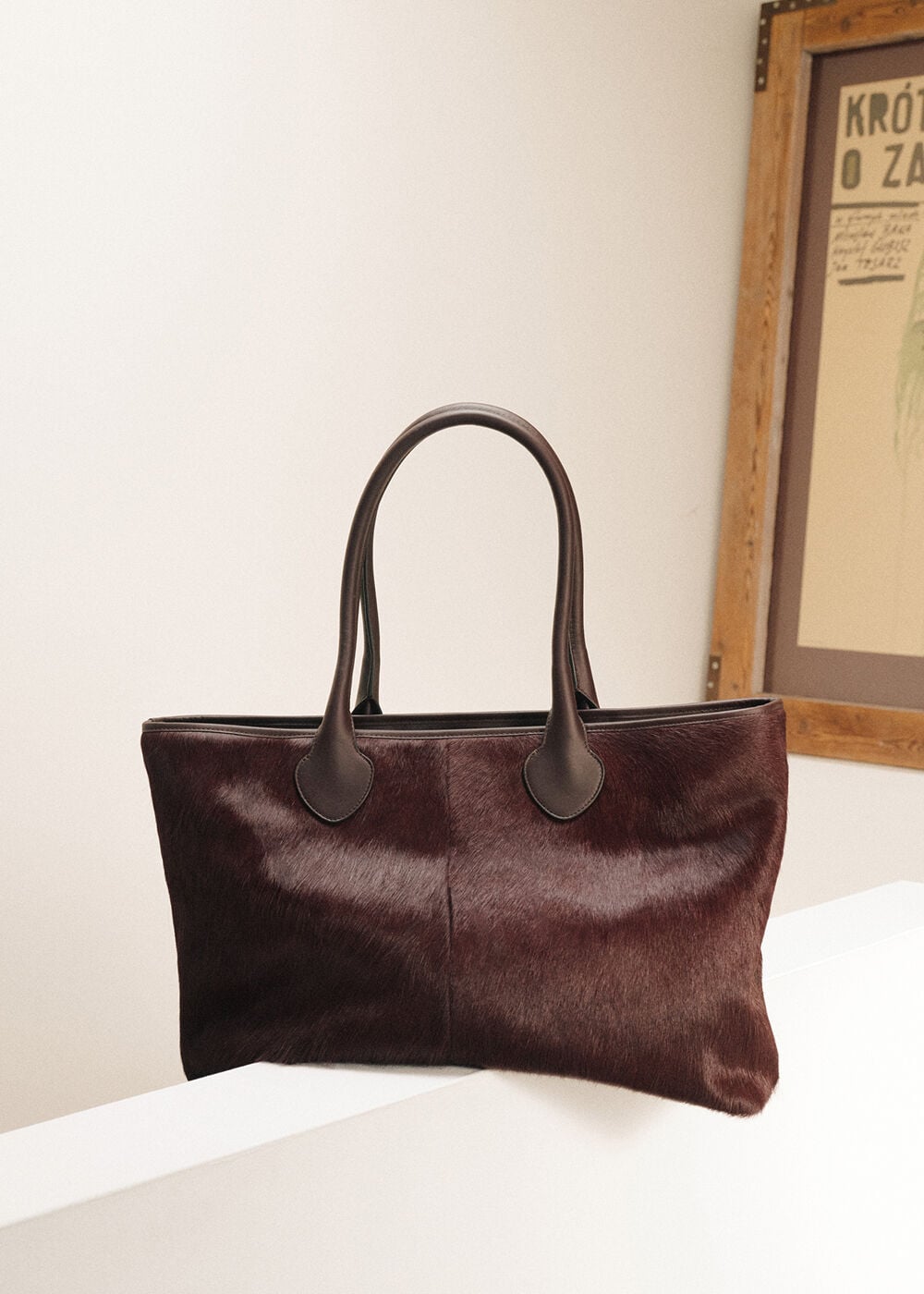 Plum Leandra Hair-On Leather Tote