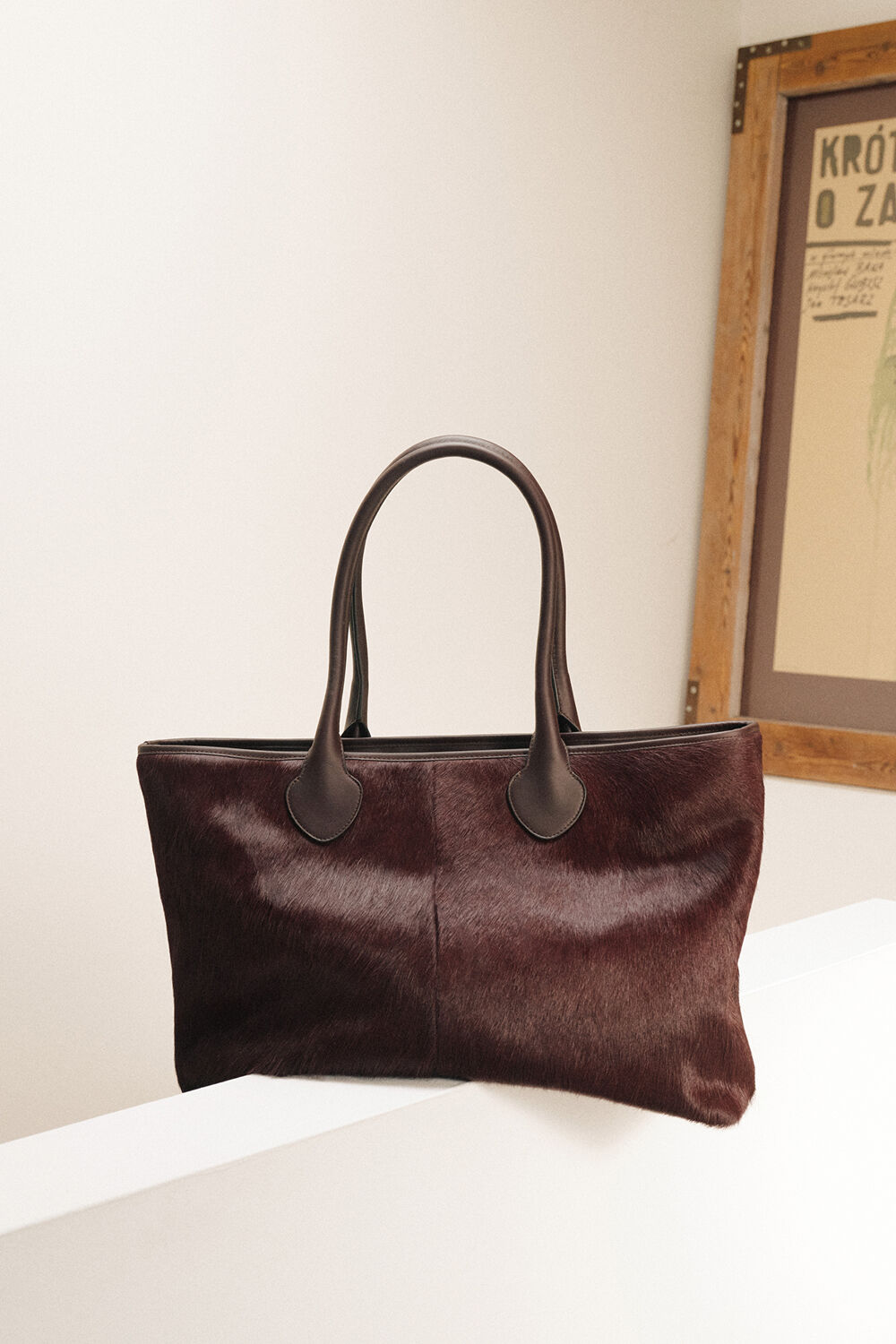 Plum Leandra Hair-On Leather Tote