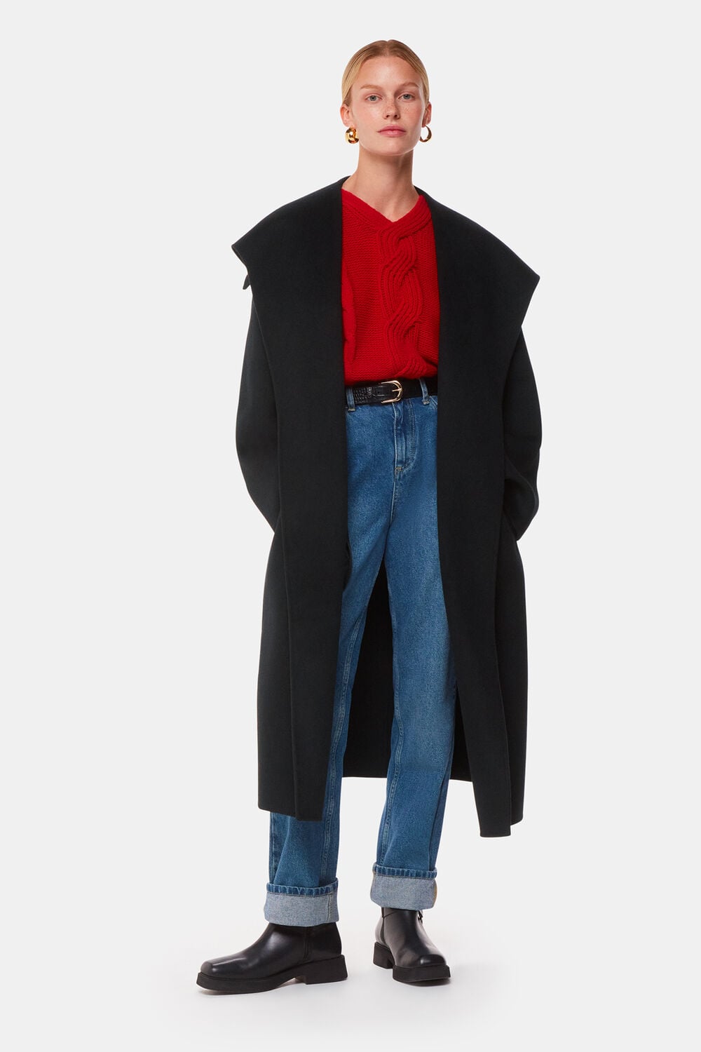 Black Cosima Double Face Collar Coat