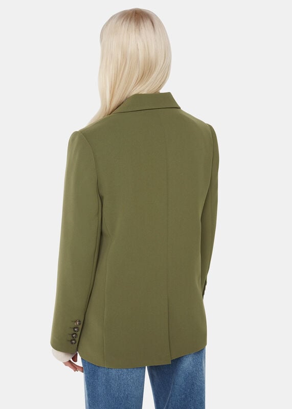Khaki Petite Crepe Boyfriend Blazer