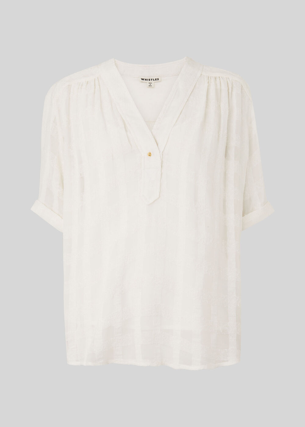 Jenni Check Textured Top Ivory