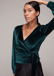 Velvet V Neck Wrap Top