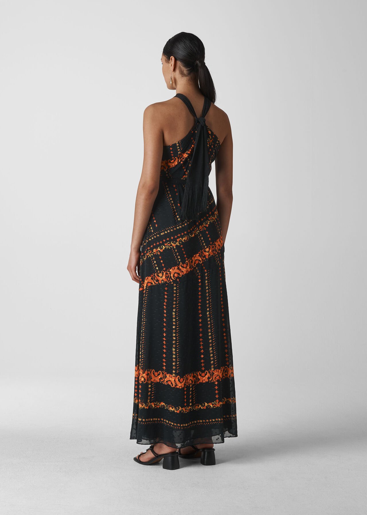 Paisley Scarf Maxi Dress Black/Multi