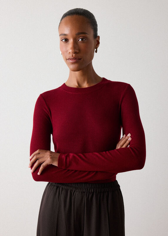 Red Essential Ribbed Crew