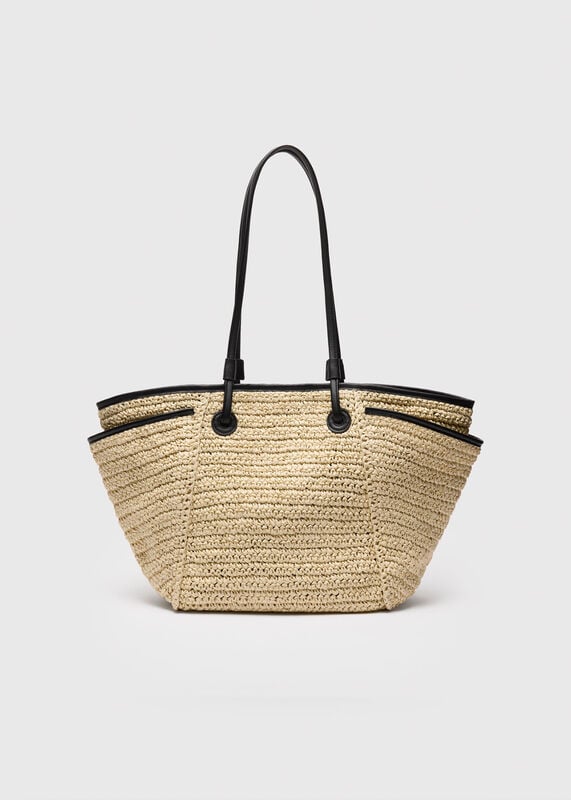 Neutral Zoelle Straw Tote Bag
