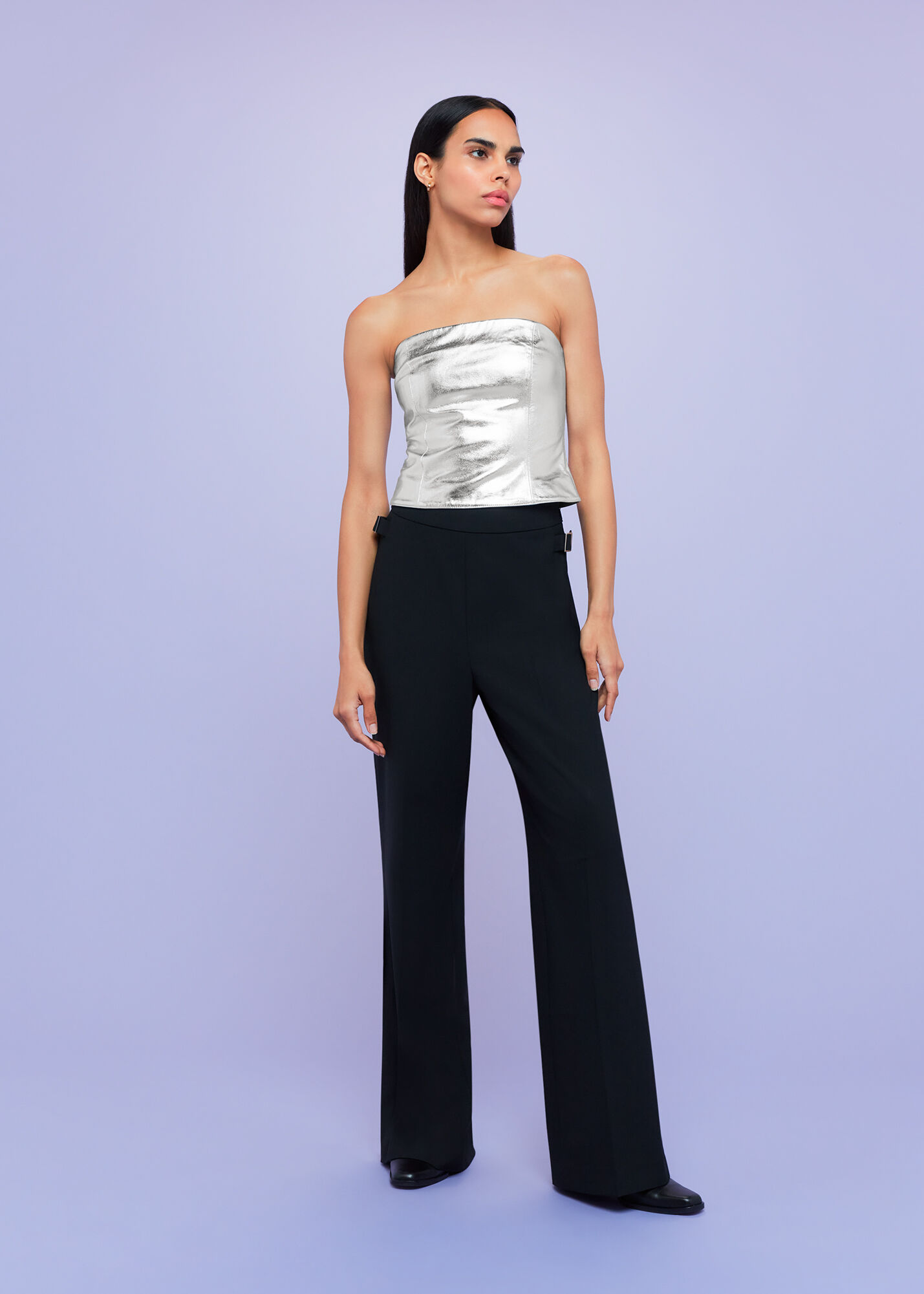 Silver Cosmo Leather Bandeau Top WHISTLES Whistles UK