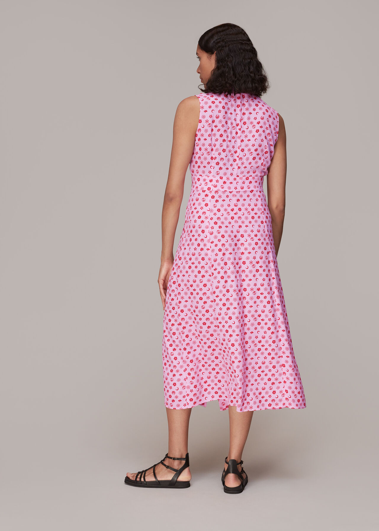 Moon Floral Print Midi Dress