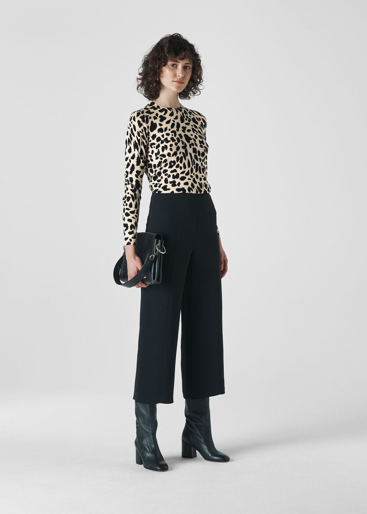 Leopard Print Brushed Cheetah Crew Neck Knit | WHISTLES