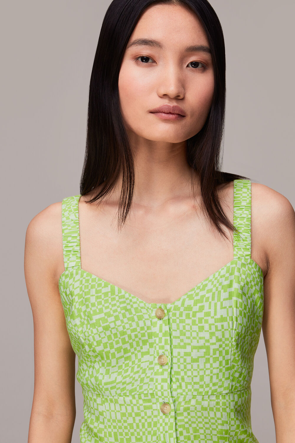 Warped Checkerboard Midi Dress