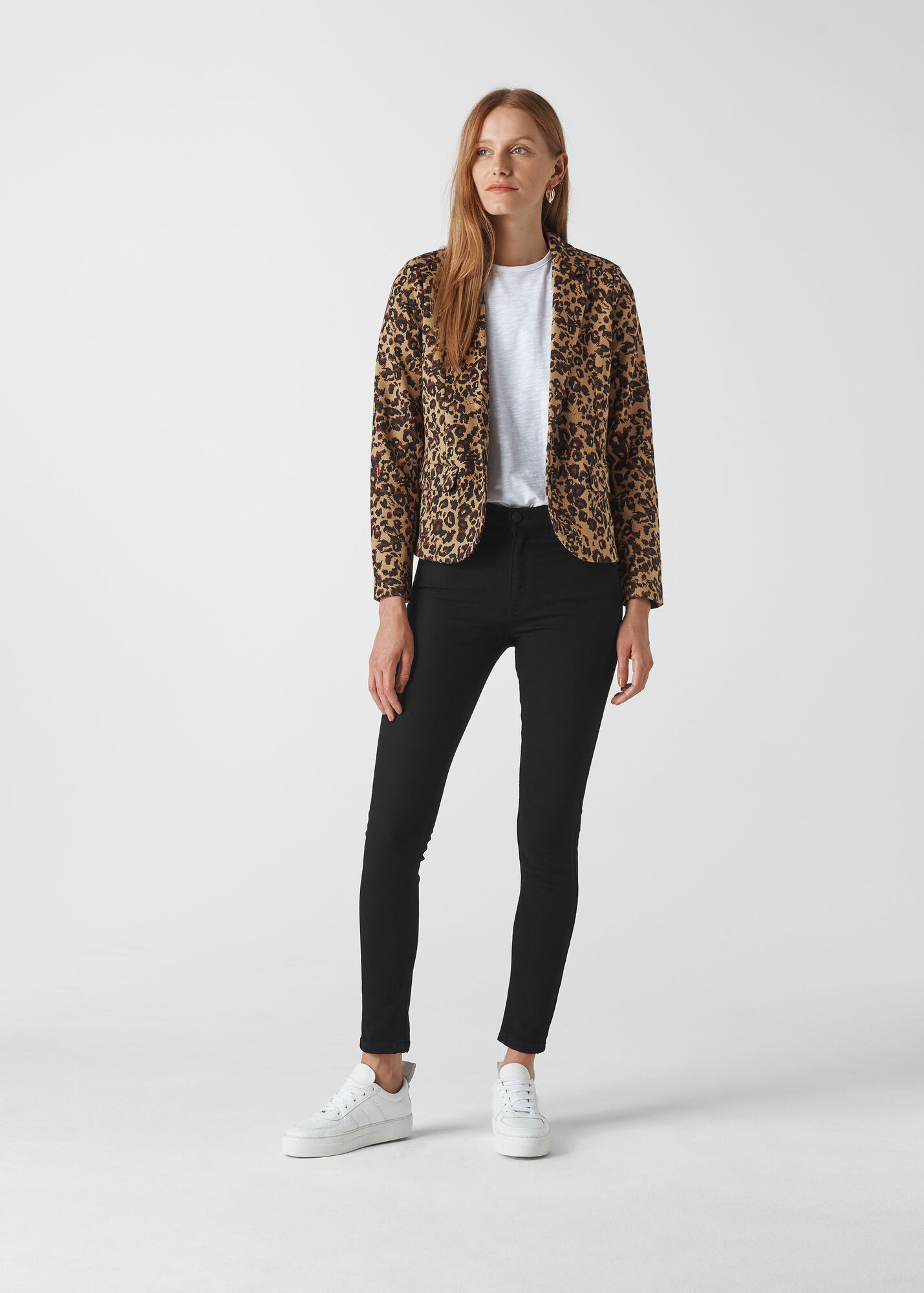 Jersey Jacket with Netted Hemline in Jungle Shiny Print