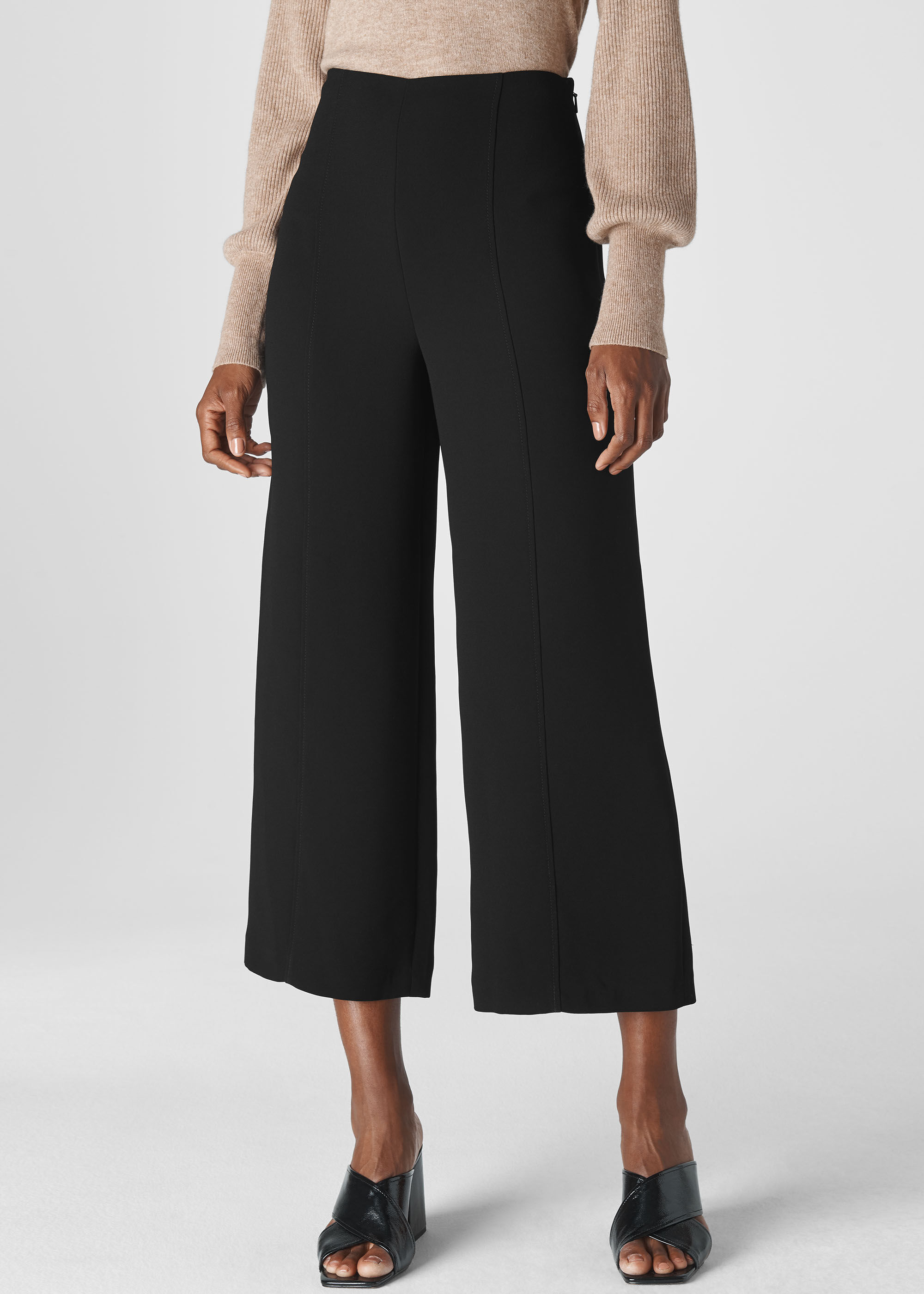 Womens black sale cropped trousers