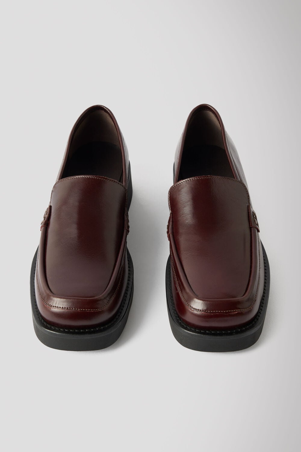 Burgundy Square Toe Leather Loafer