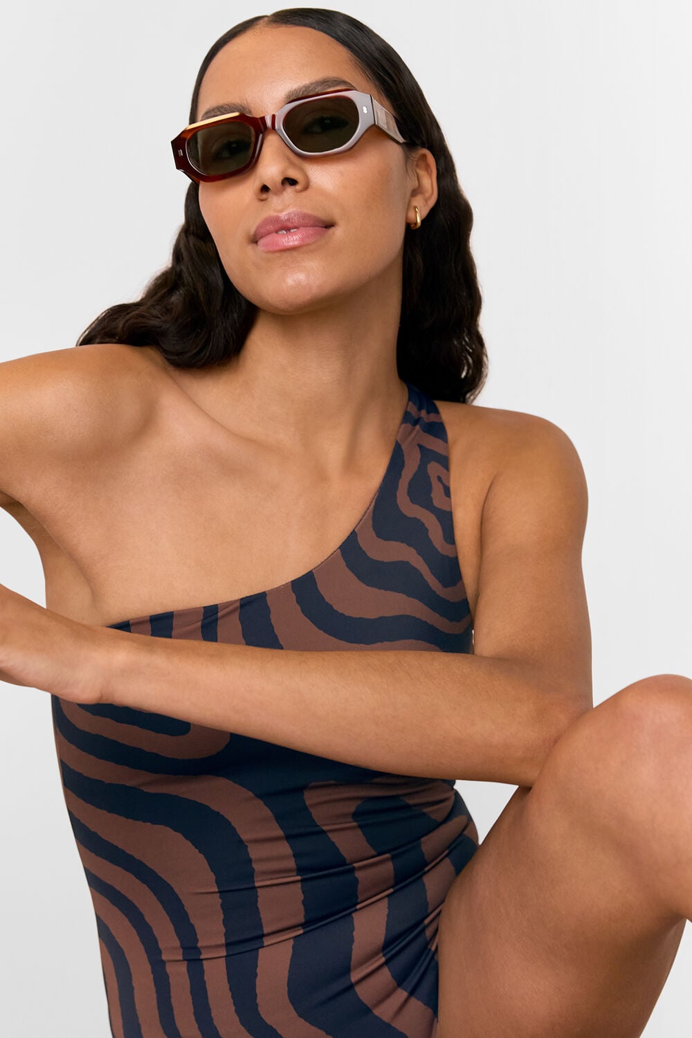 Navy Swirl Print Swimsuit