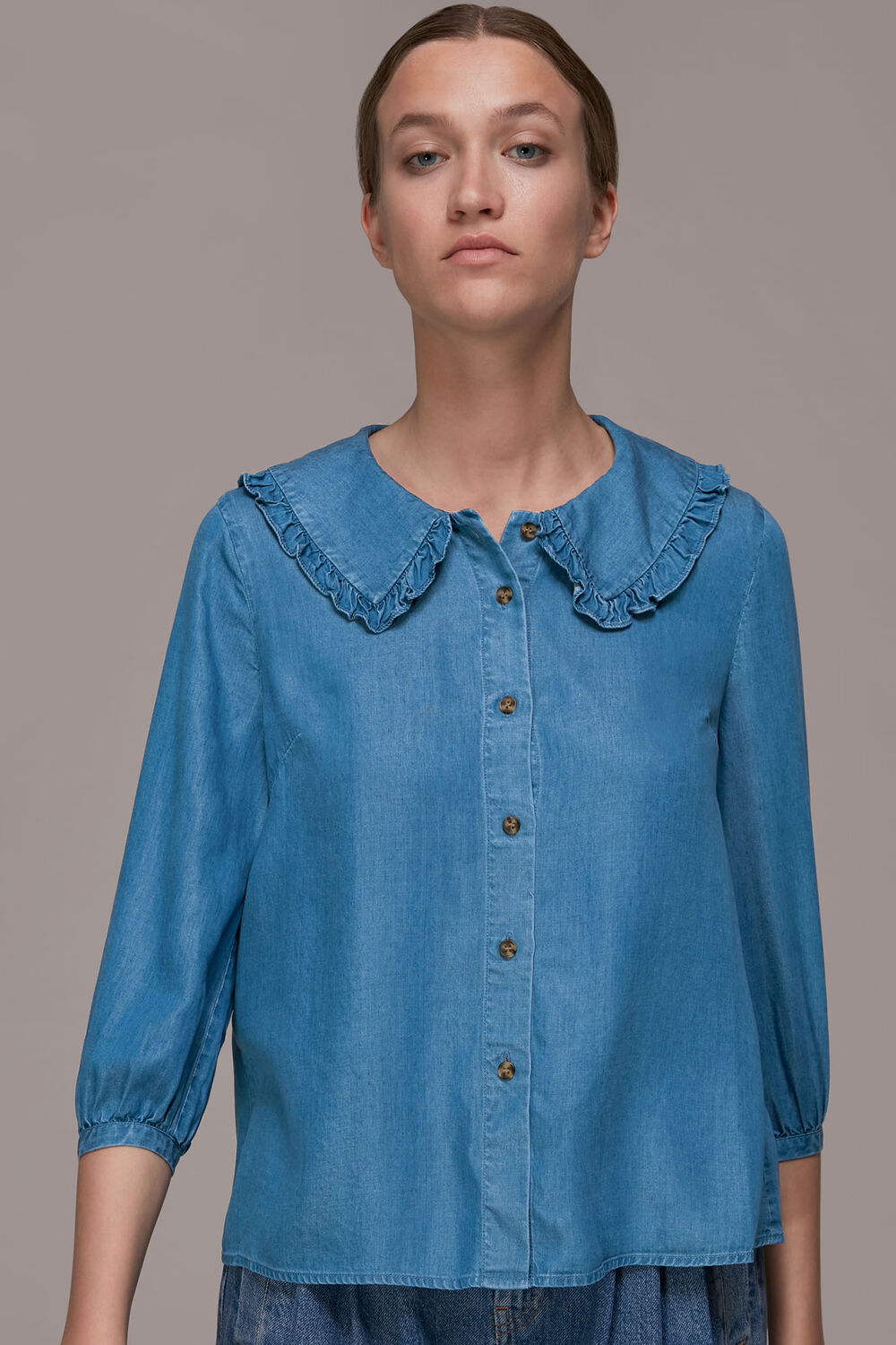 Collar Detail Denim Shirt