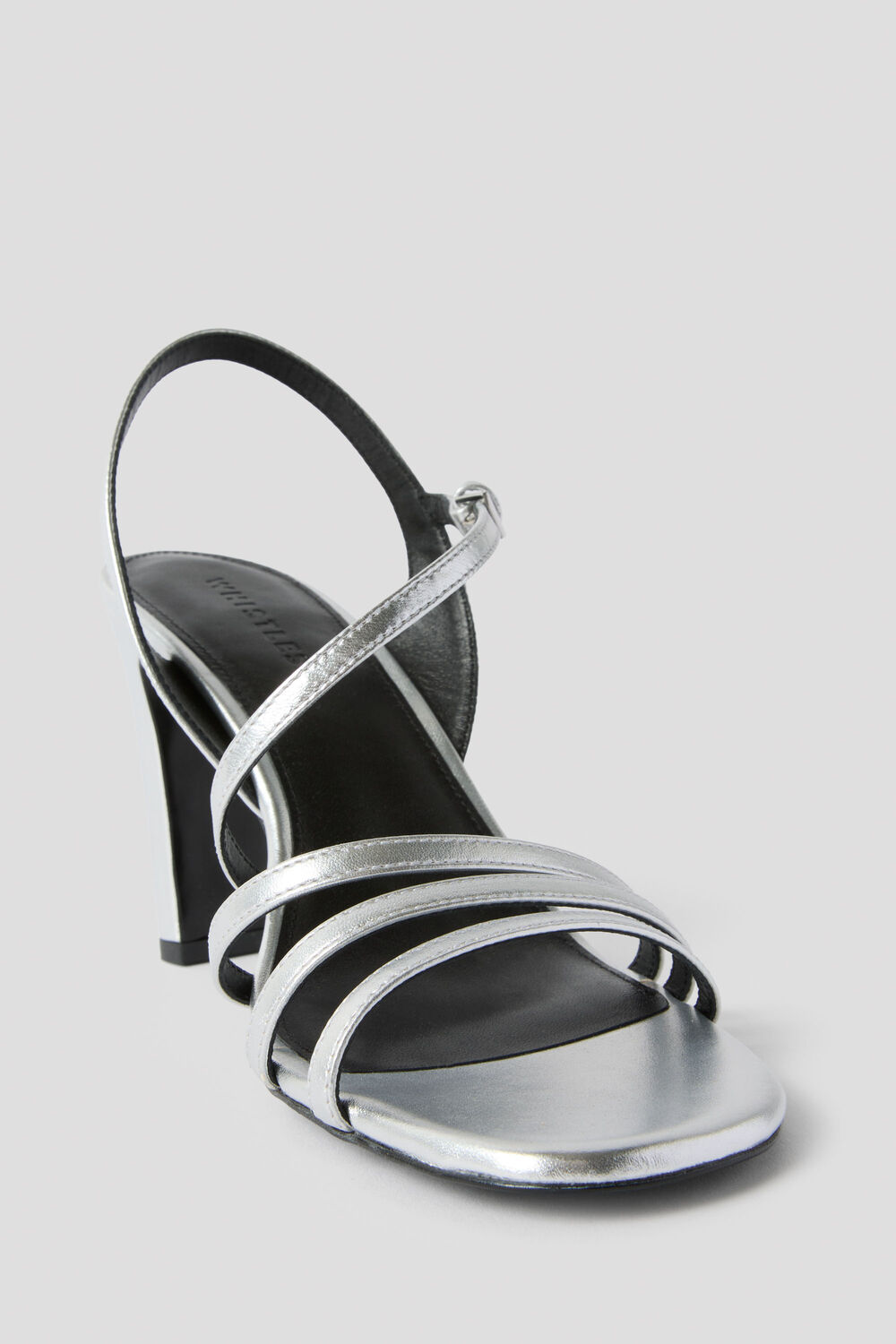 Silver Strappy Block Heel Sandal