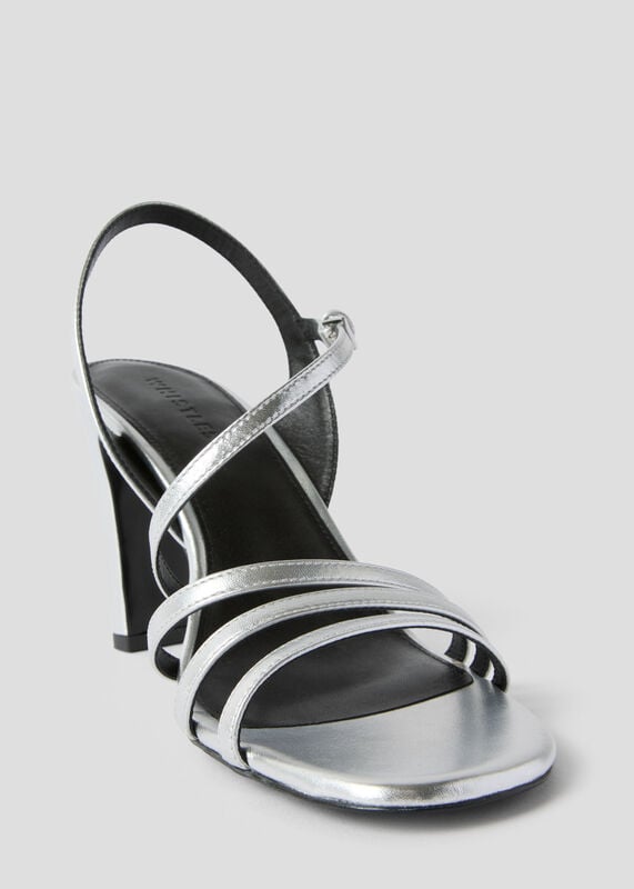 Silver Strappy Block Heel Sandal