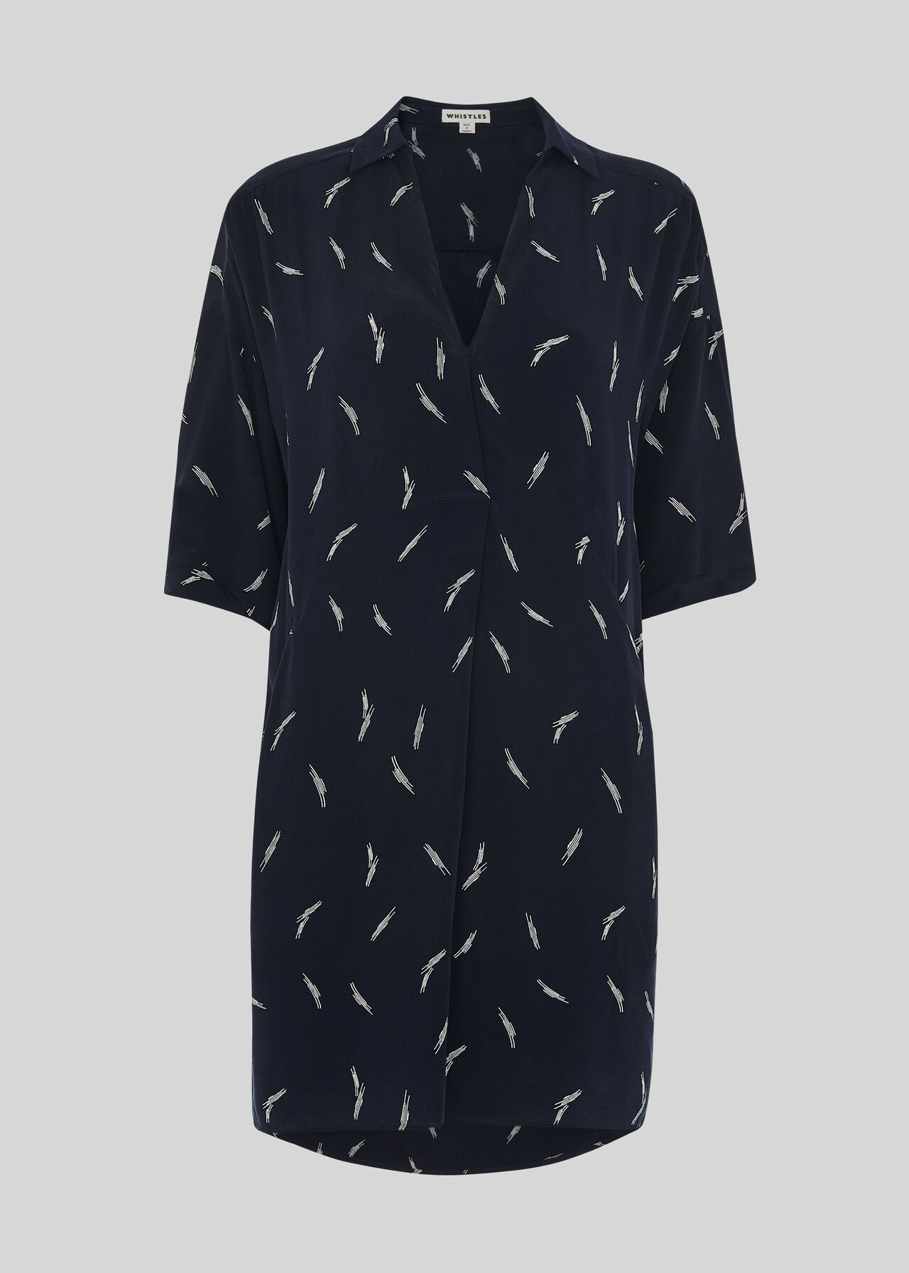 Brushstroke Print Lola Dress Navy/Multi