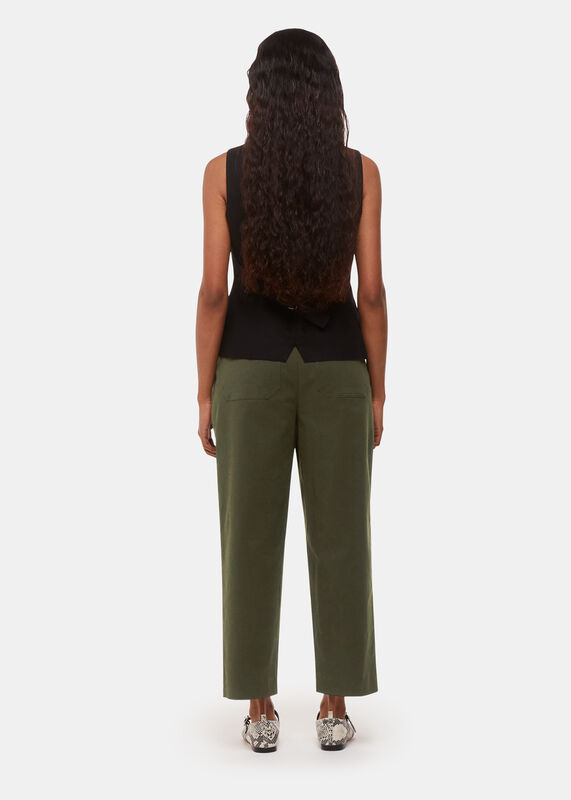 Khaki Petite Bethany Barrel Leg Trouser