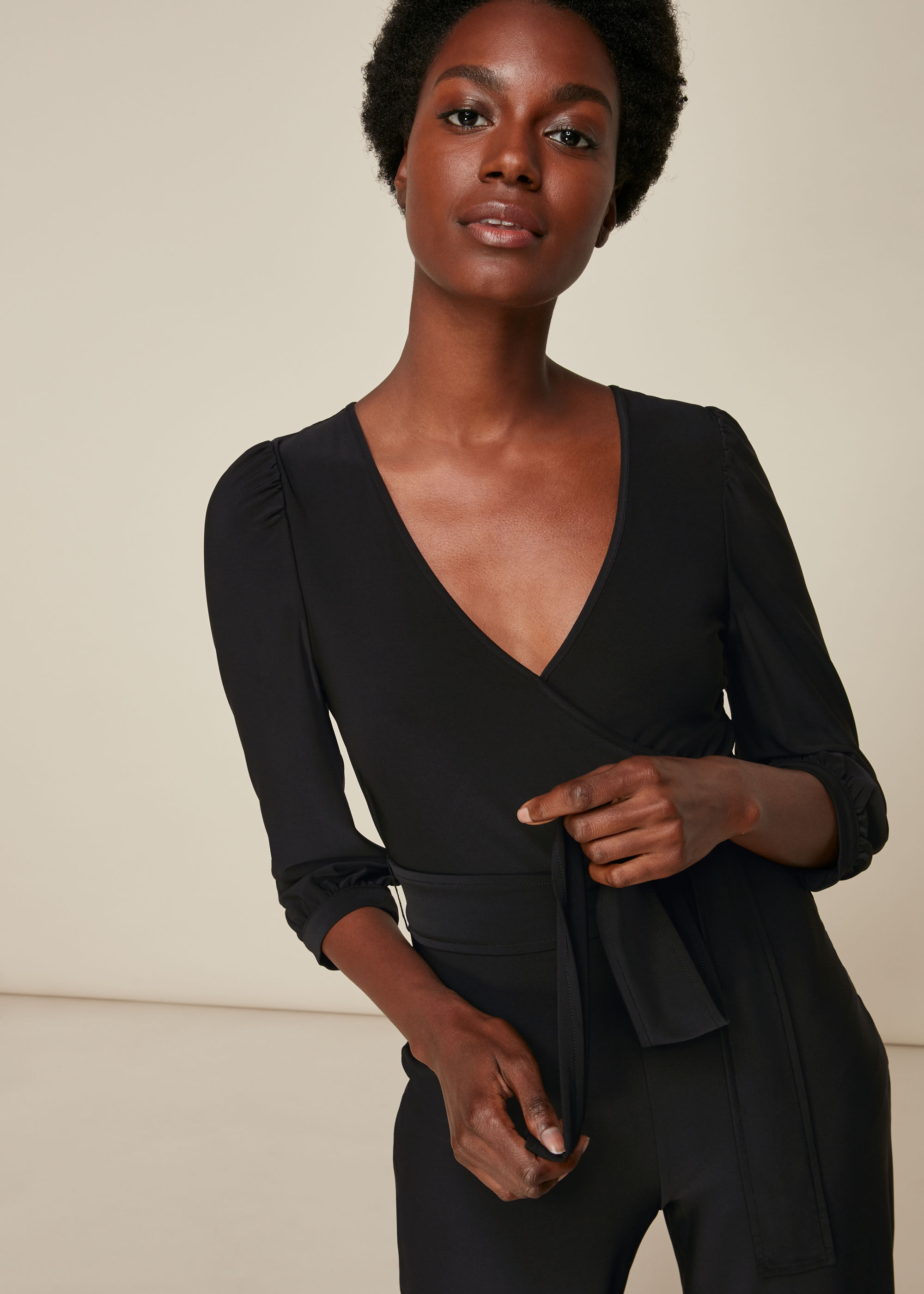 Jersey wrap hot sale jumpsuit