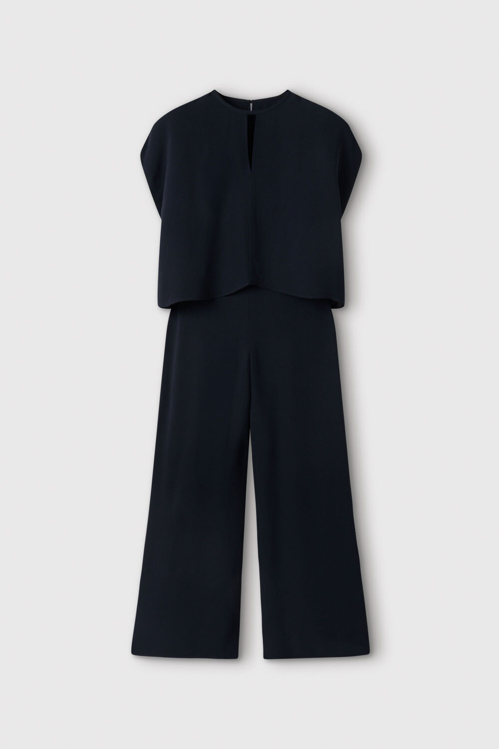 Navy Cape Detail Crepe Jumpsuit