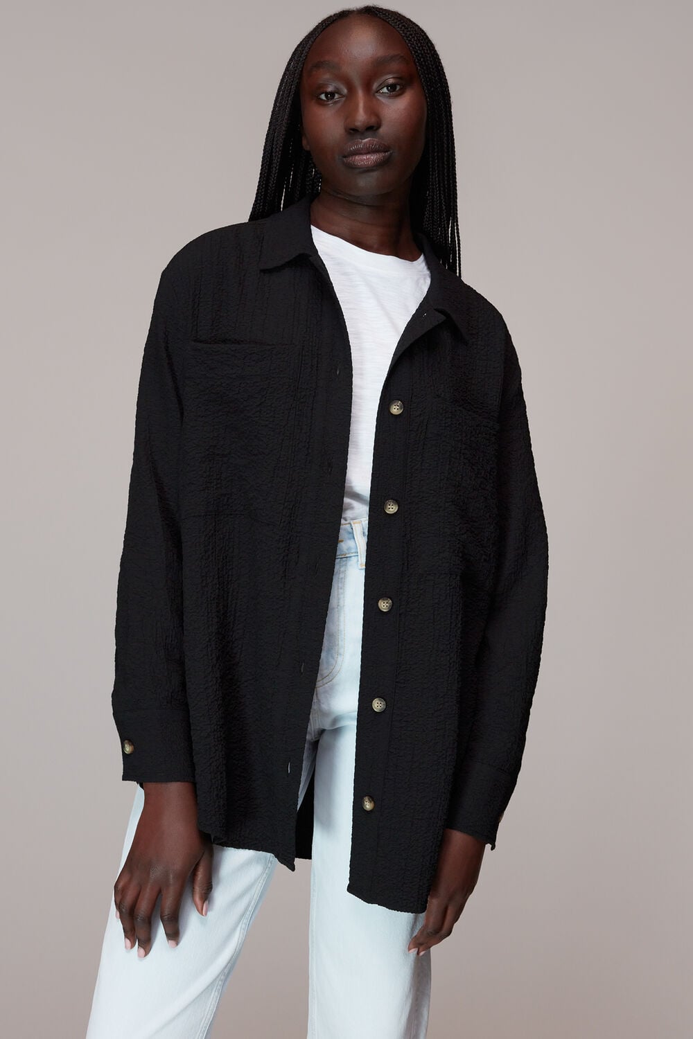 Black Lola Crinkle Overshirt