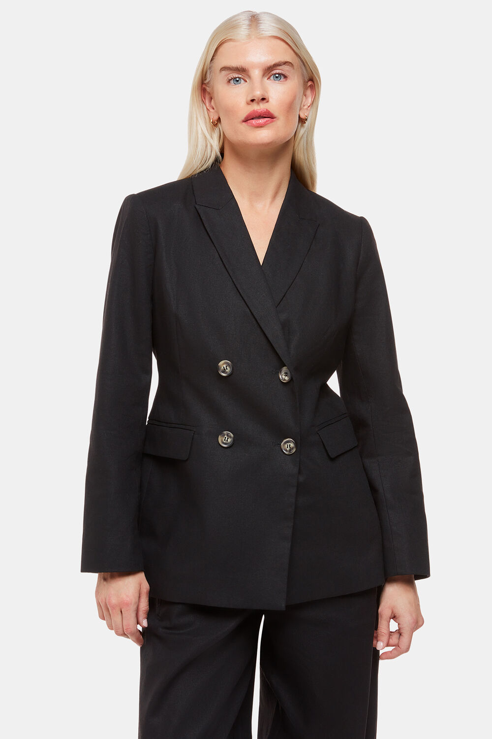 Black Petite Lindsey Linen Blend Blazer