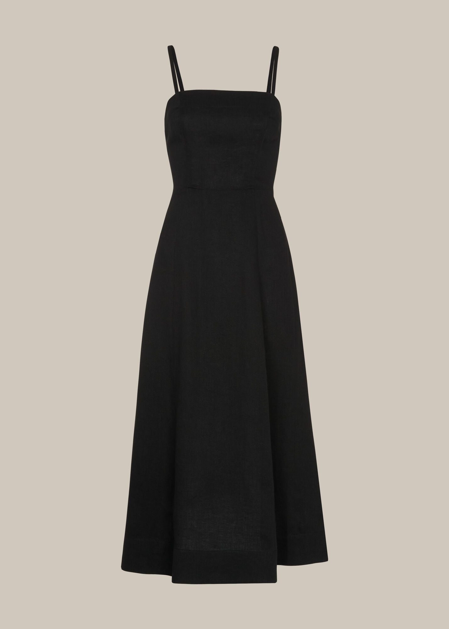 Black Linen Tie Front Strappy Dress | WHISTLES