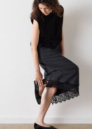 Stripe Detachable Lace Skirt