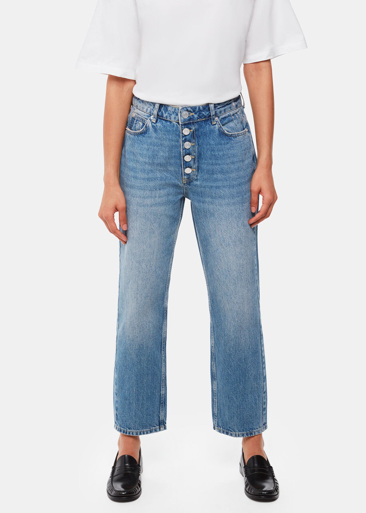 Whistles Denim Authentic Hollie Button Jeans