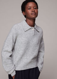 Jewel Button Collar Sweater