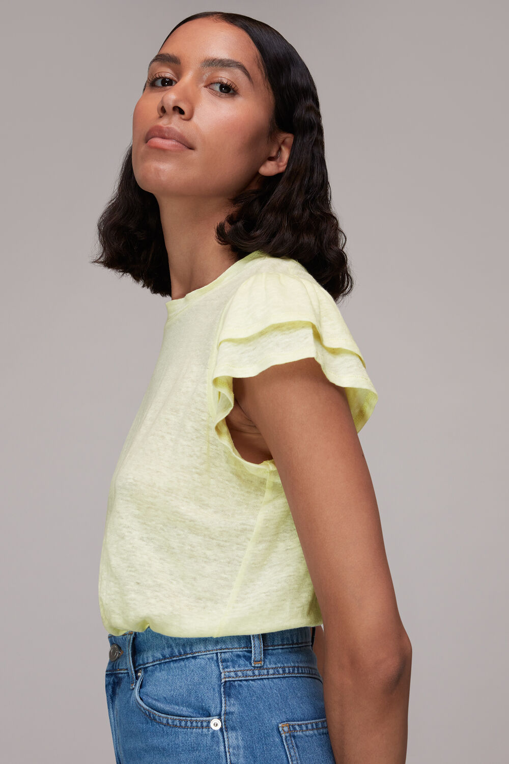 Laura Linen Frill Sleeve Top