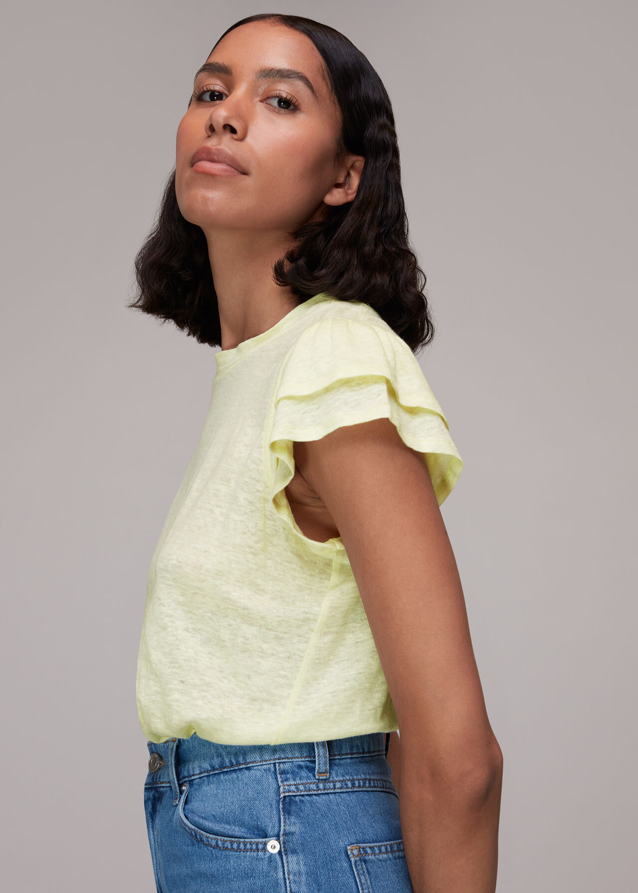 Laura Linen Frill Sleeve Top