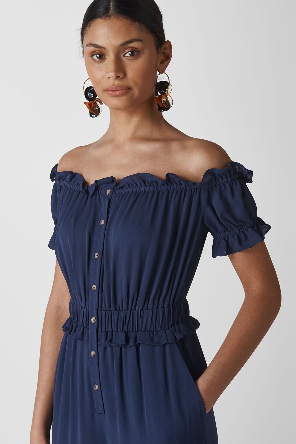 Rosalia Bardot Jumpsuit Navy